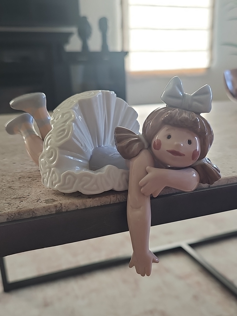 Lladro Porcelain Girl Figurine Vase in White, Brown, Pink